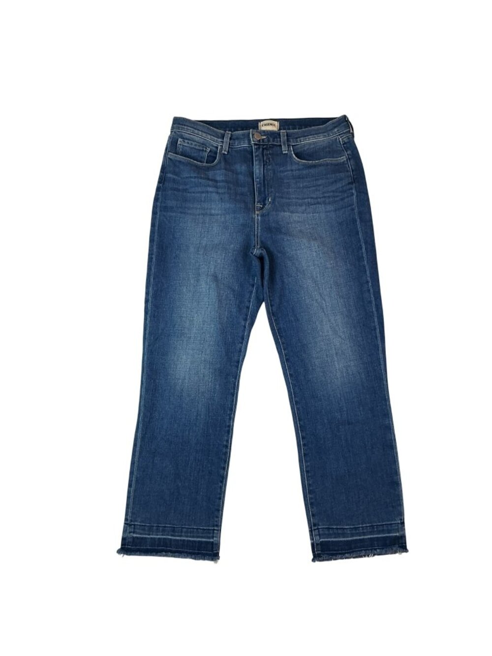 LAgence High-Rise Cropped Raw Hem Denim Jeans Womens 31 Blue